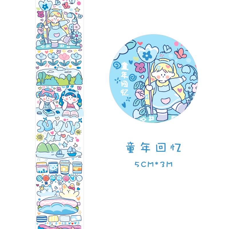 1pcs Washi Tapes DIY Japanese Paper Colorful Fairy Tale Town Masking Tape Decorative Adhesive Tapes Scrapbooking Stickers