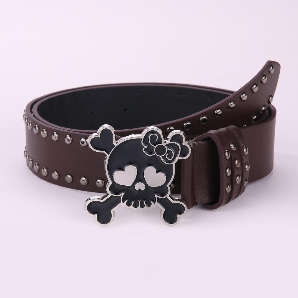 Original Punk Rock Style Belt Female Skull Wide Waist Seal Rivet Spice Girl Belt Men And Women