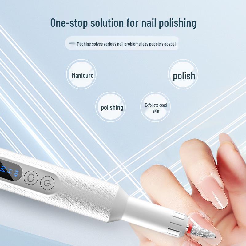 Electric Nail File & Polisher with Base Display - Pen-Style Manicure Grinding & Exfoliating Machine