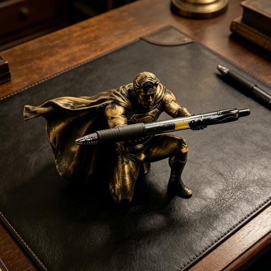 3D Printed Superman Pen Holder Desk Accessories Creative Pen Display Stand Funny Pen Pencil Holder Stand for Home Office Decor