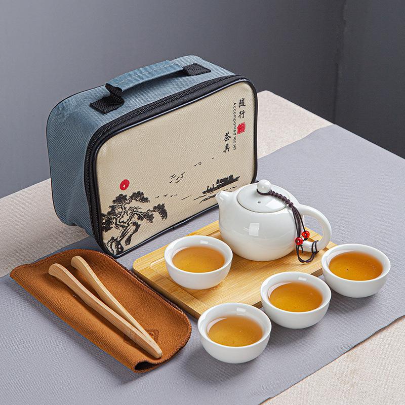 Keramická cestovní čajová souprava Kung Fu, doporučený společník, obchodní dárek, přenosná taška