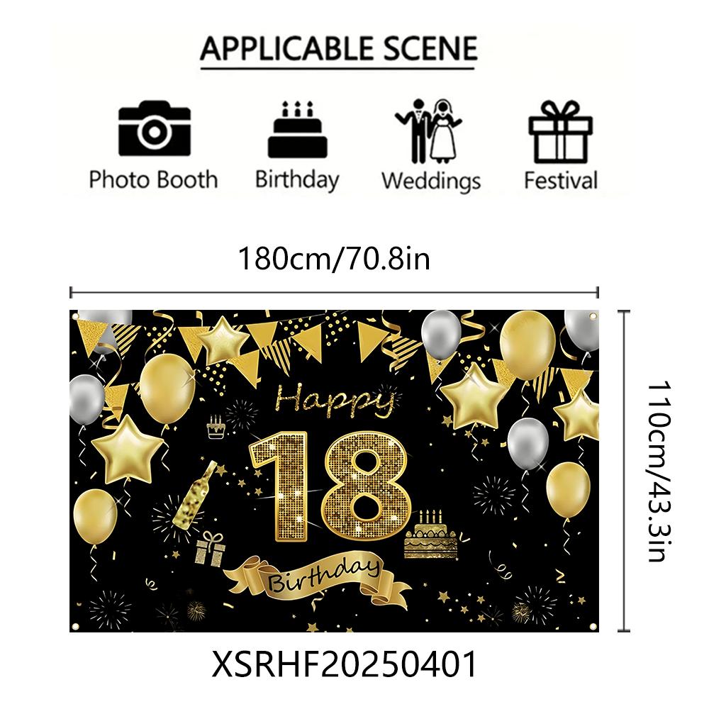 Ein Artikel ein Hintergrundtuch für die 18. Geburtstagsfeier schwarz und gold 18. Geburtstag Dekorationen