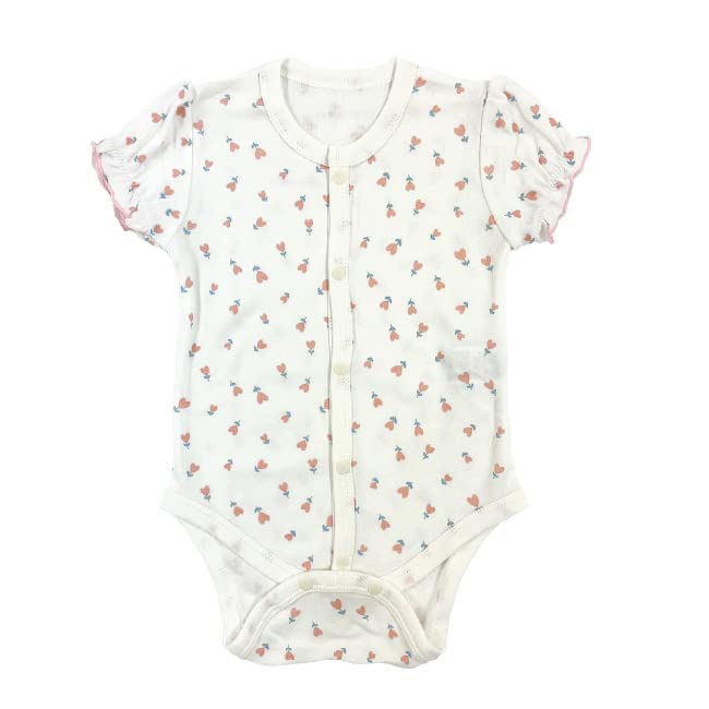 Baby Clothes Short Front Set of Floral [Chuckle Baby] Rompers, Sleeves, Opening, 3, Girls, Rabbit, Pattern, Plain, 80cm, T2112E-80-20
