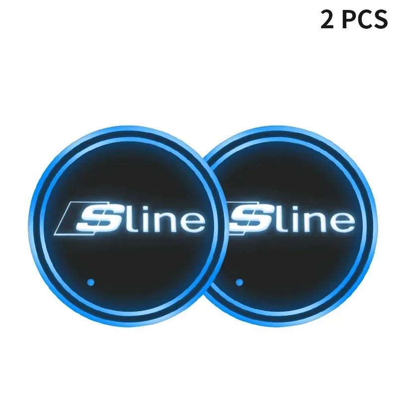 2pcs Luminous Car Logo Water Cup Coaster 7 Color For q2 A4 B5 B6 B7 8P 8V 8L A5 C7 4F A8 Q2 Q7 Q8 A3 RS3 RS4 RS5 RS6 TT 4L R8