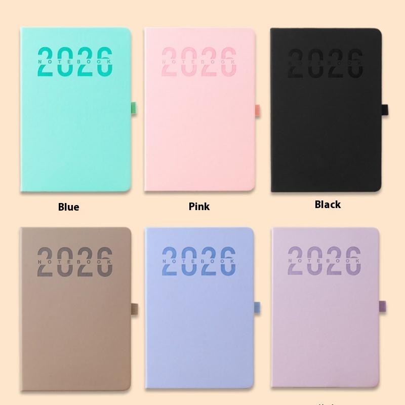 1 st Dagbok i Läder 336 Sidor 2026 Daglig Månatlig Planerare Med Färgglada Månadsmärken Hårdband Daterad För Daglig Planering