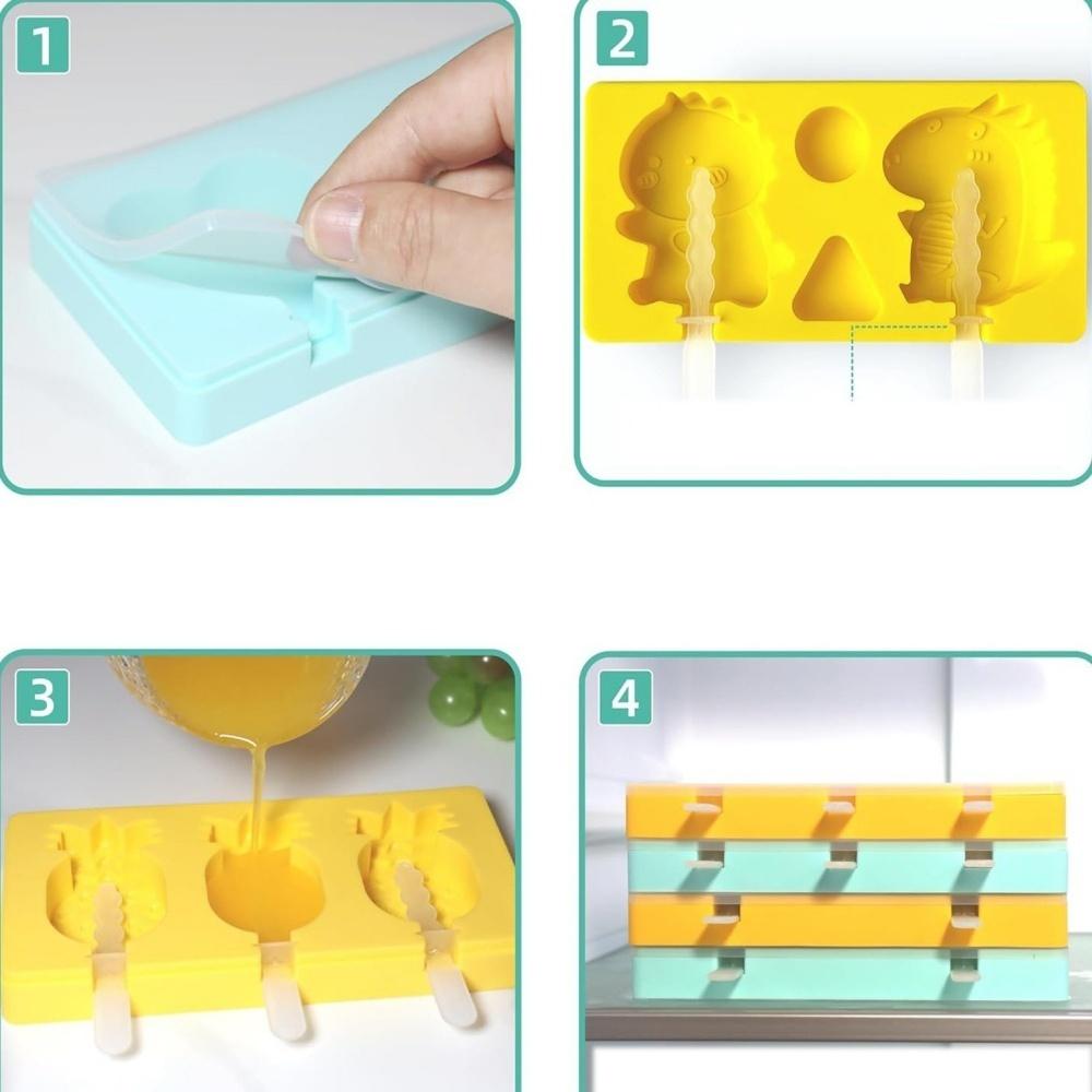 Silicone ice cream molds,Diy cartoon animal fruit Popsicle mold covers, reusable, Popsicle molds, mini Popsicle molds, ice cream