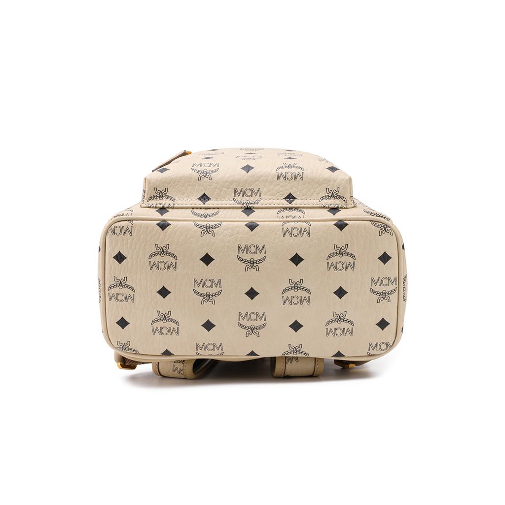 .Mcm Stark klasický retro oboustranný cvoček dojíždějící párty batoh malý unisex béžové plátno a kůže kombinace