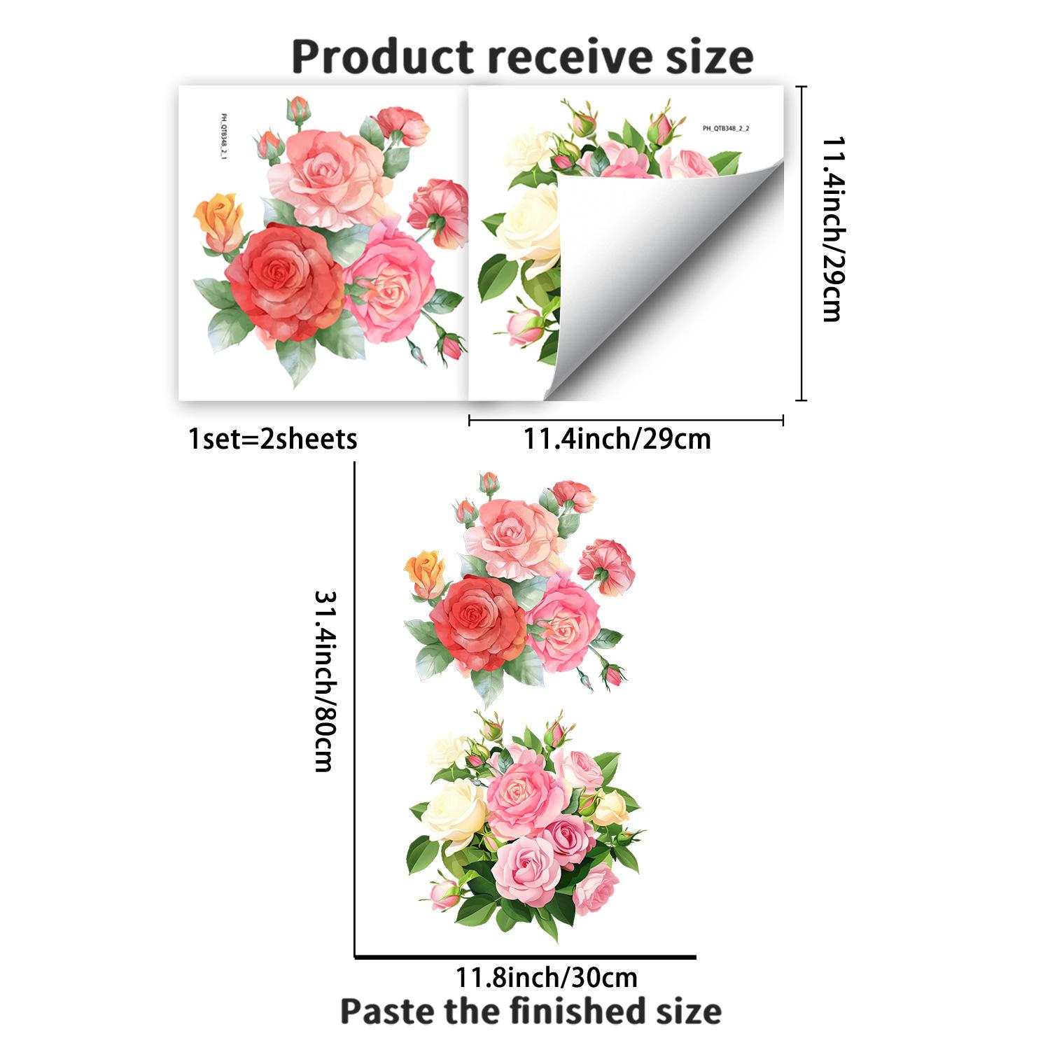 

Розовые и Белые Цветочные Декоративные Самоклеящиеся Наклейки для Ванной Комнаты Туалета PH_QTB348