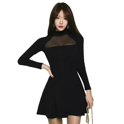 GRAXIA Hostess Mini Enges Langes Kleid Größe L, Kleid, Kleid, Ausgestellt, A-Linie, Kleid, Hostess, Club, Lounge, Ärmel, Durchsichtig, Stilvoll, Dekolleté, Mesh,