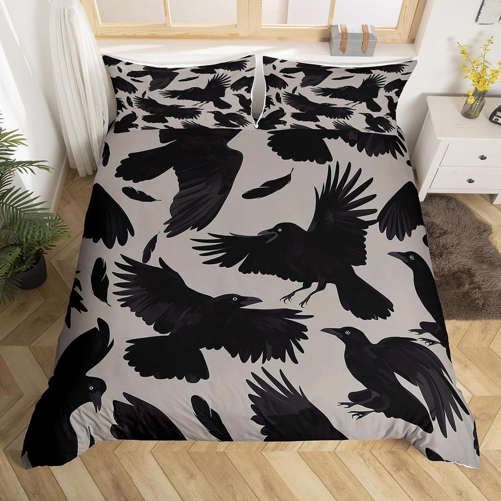 Raven Duvet Covers For Boys Men Quilt Covers Queen Size Lightweight Down Bedroom Decor 2 Pillowcases 1 Duvet Cover No Comforter