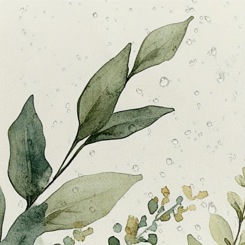Sage Green Leaves & Flowers Shower Curtain - Cute Farmhouse Design Includes 12 Hooks Polyester Fabric Bathroom Decor