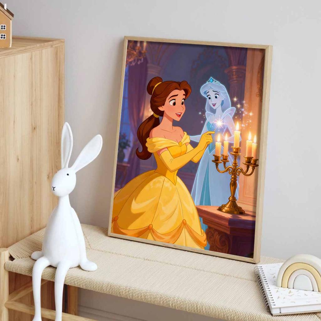 Disney Belle and Ghost Princess Diamond Art Painting Kit 5D Handmade DIY Diamond Painting, Home Wall Decoration