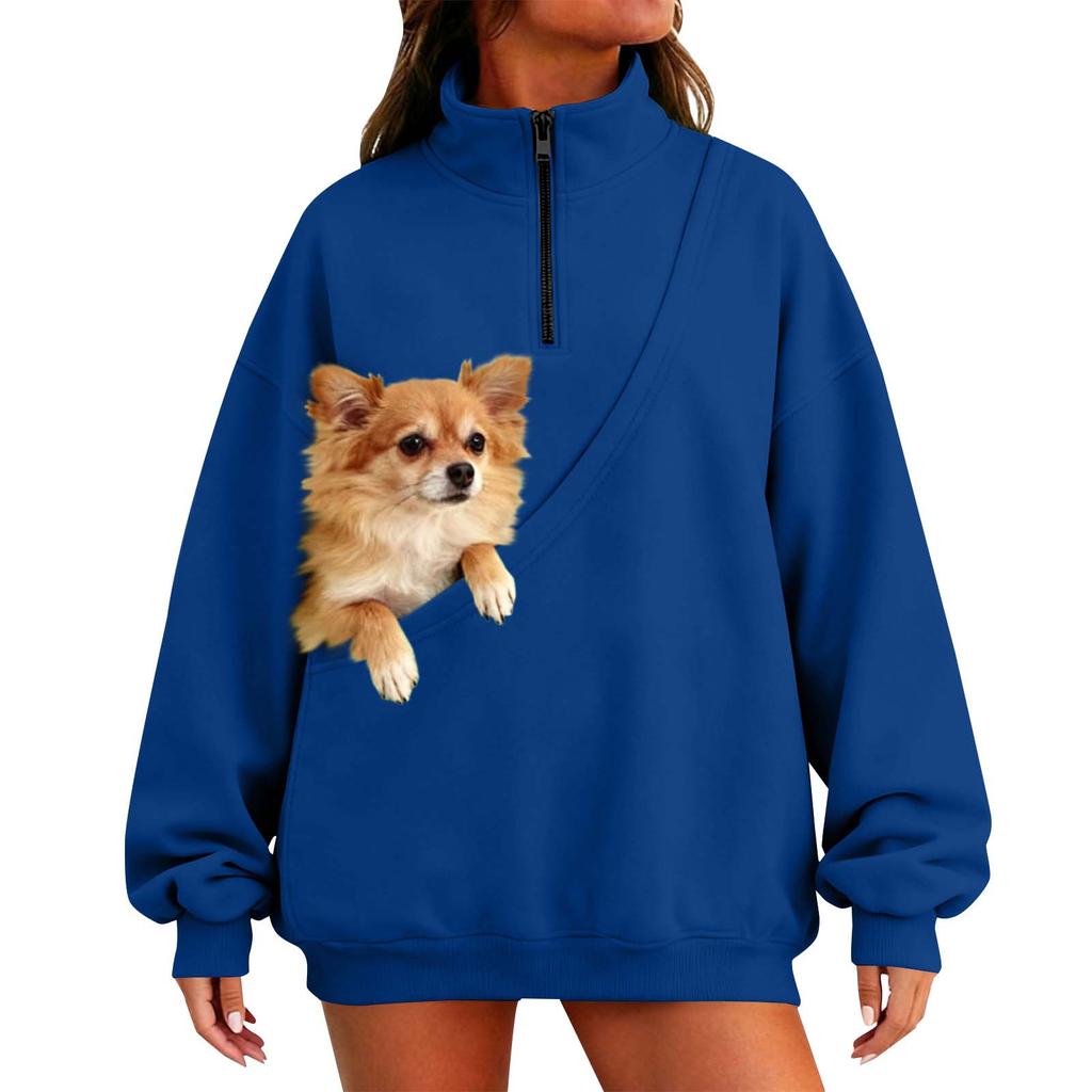 Women's Fashion Solid Color Long Sleeve Casual L Stand Collar Pullover Top