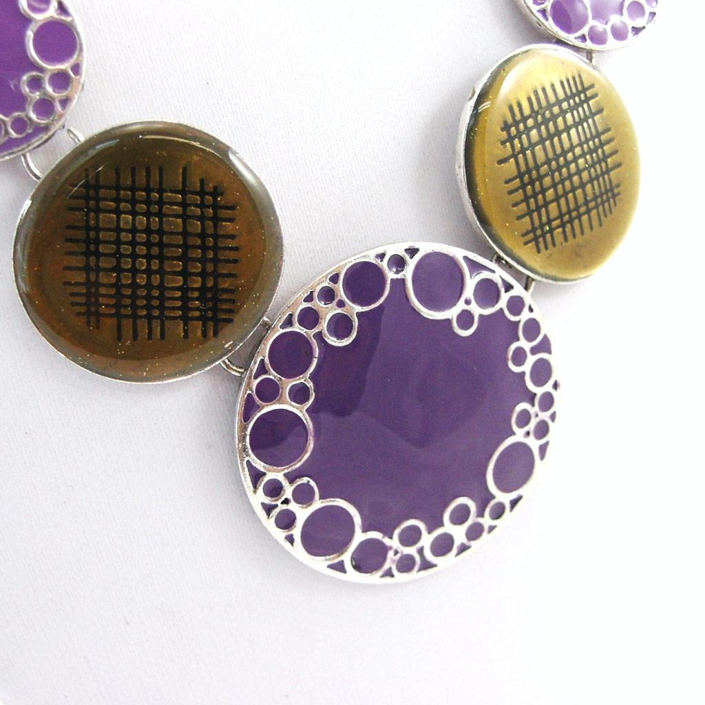 NOA [G5899] - Colier de designer „Princess Pop” cu model violet-verde