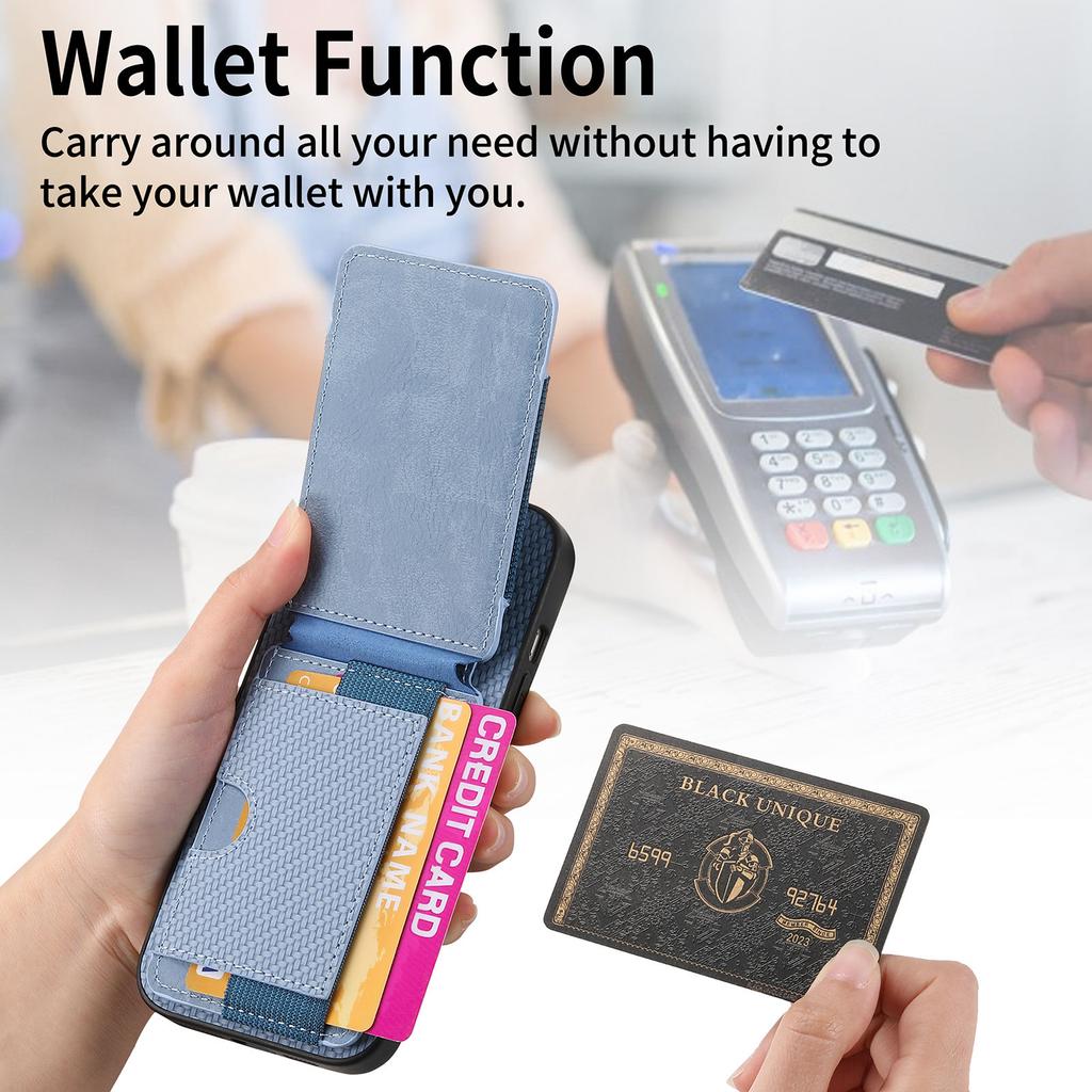 For iPhone 17 Pro Case with Card Holder Kickstand Leather Back Cover