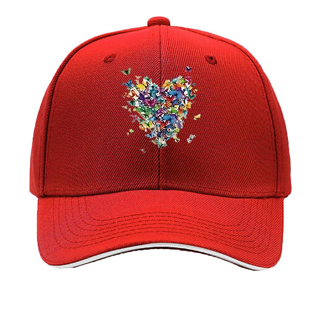 Colorful Butterflies Heart Canvas Wall Art Hip Hop hat Fashion Outdoor Sports Sandwich Baseball Cap