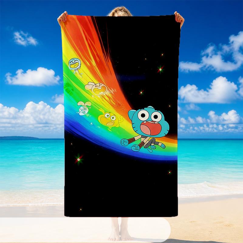 Quick Dry Beach Towel Amazing World of Gumball Pattern, Lightweight Absorbent Towel for Pool Beach Vacation Use