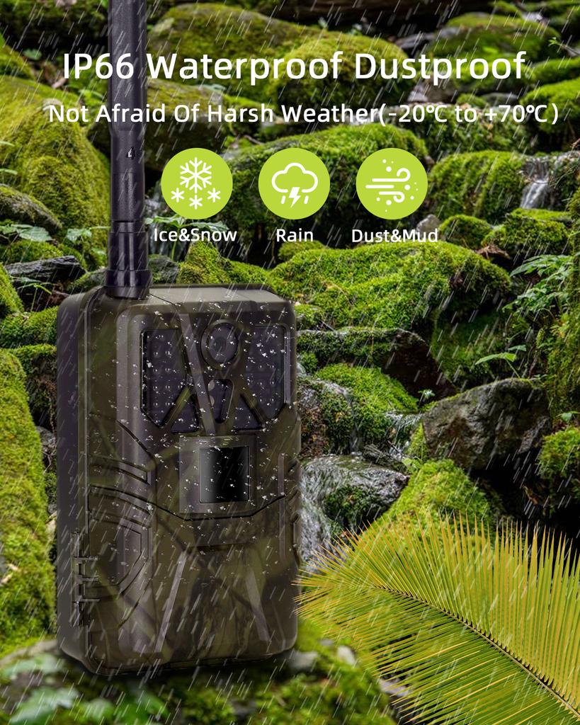 Outdoor 4k 30fps Video App Trail Kamera Cloud Service 4g 30mp Live Stream Medien Wildjagd Kamera Nachtsicht Potrap Spiel