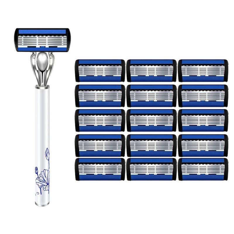 Men's Manual Care High-end Black Razor, 6-layer Razor Blade, Scratch Resistant and Washable Stainless Steel Razor