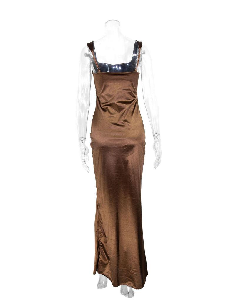 Elegant European & American Style Sleeveless Strappy Evening Gown