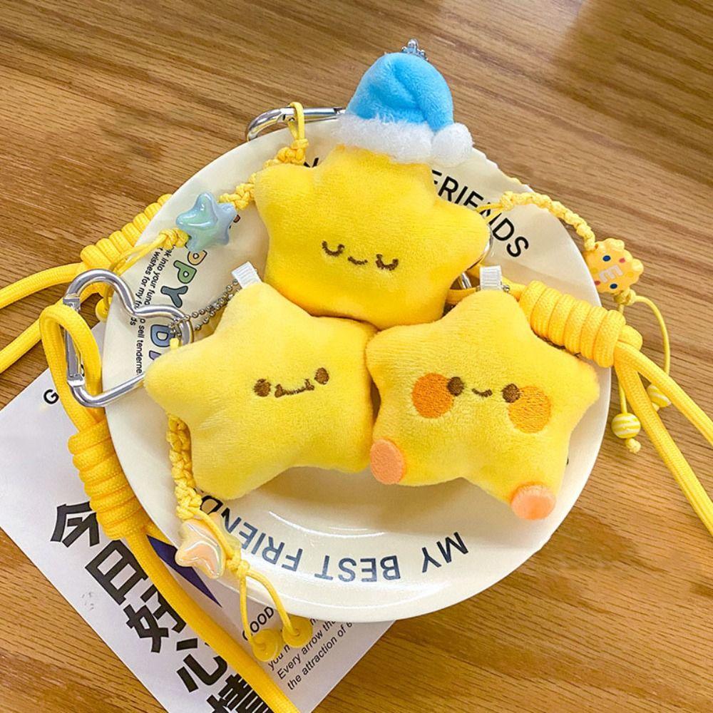 Soft Star Doll Pendant Cartoon Chirping Star Pendant Lovely Plush Star Keychain  Birthday Gift