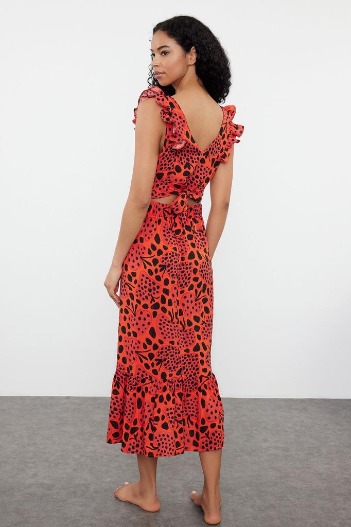 Women's Style Bottom-Top Set Clothes Floral Patterned Woven Flounce Blouse Skirt Set