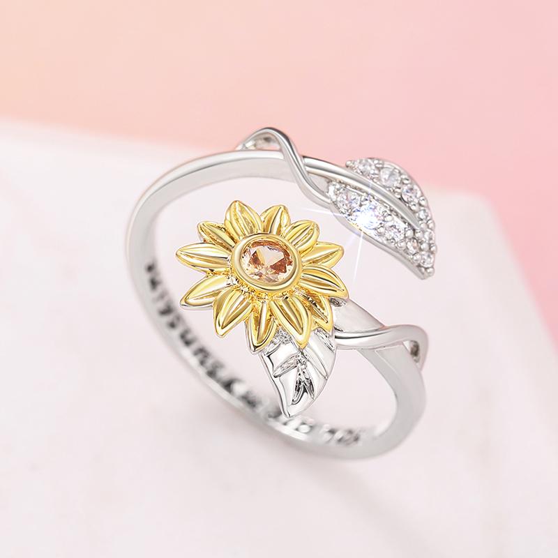 

Huitan Кольца-раскладушки с подсолнухами для женщин, свежий стиль, желтые цветы, модные женские кольца для пальцев, повседневная носка, трендовые украшения resizable