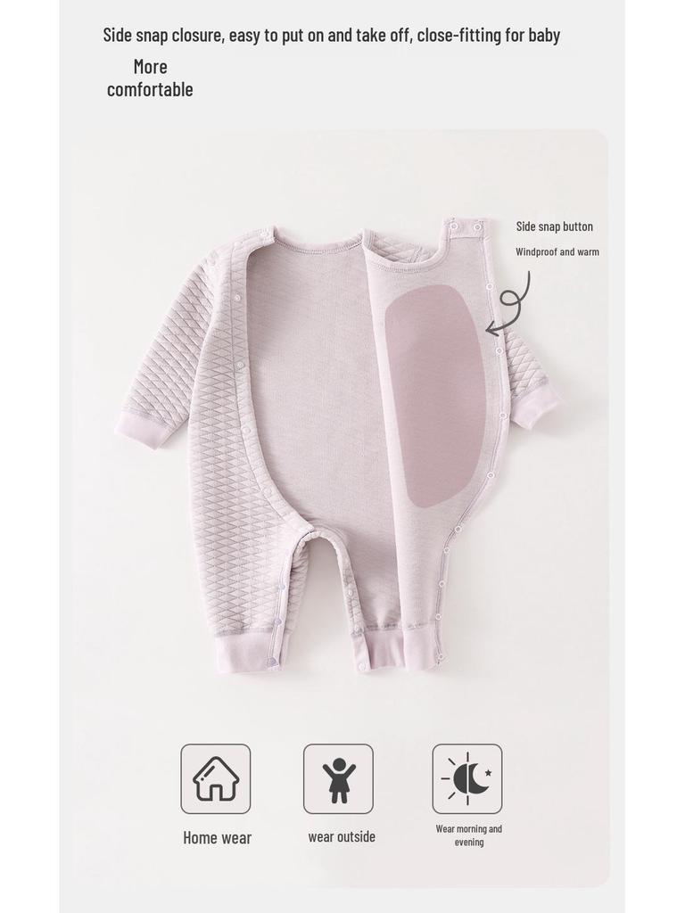 Class A Long-Sleeved Baby Romper for Spring and Autumn - Warm Oblique Placket Infant Jumpsuit