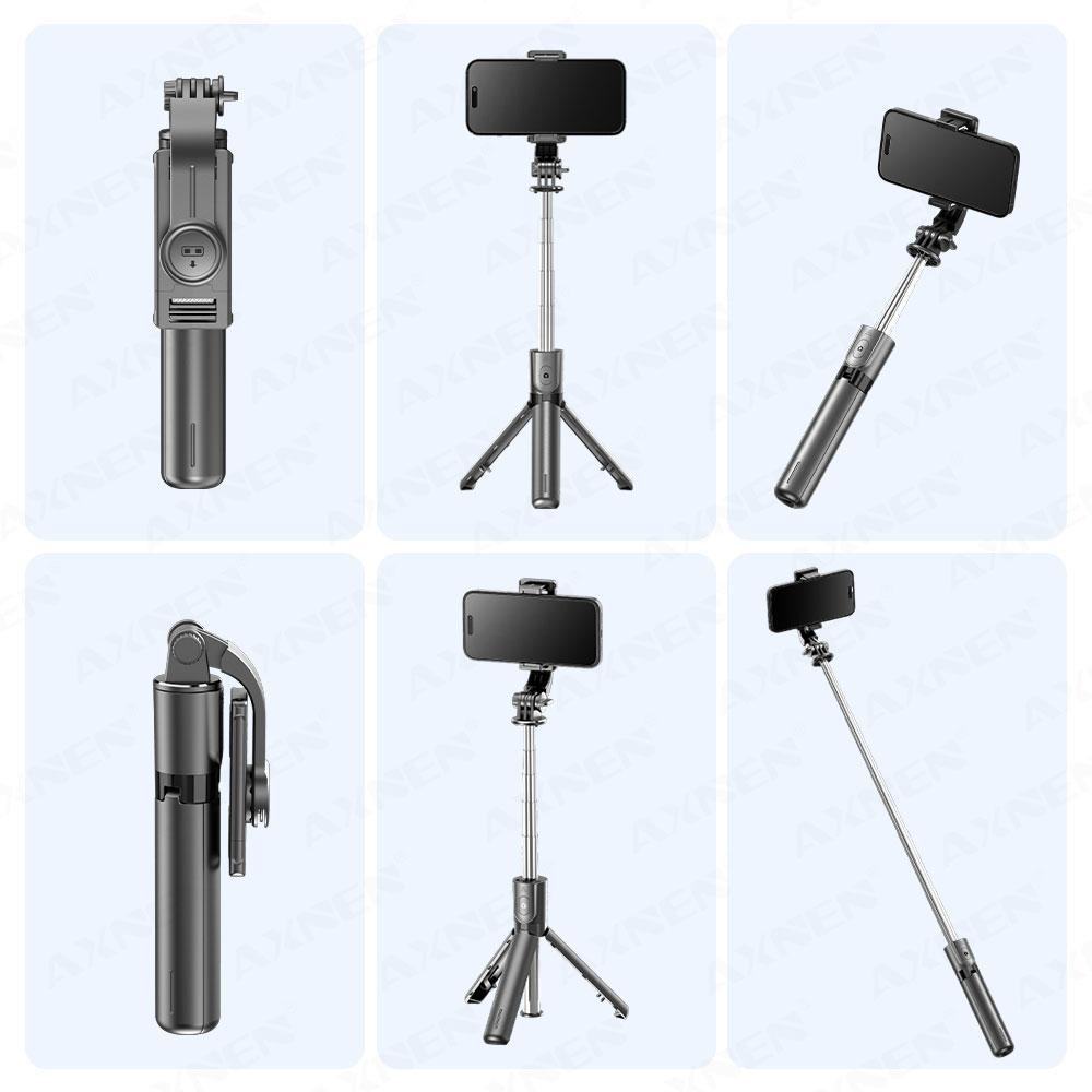 Selfie Stick Tripod with Detachable Bluetooth Remote, 360° Rotation,Extendable Pole, Fill Light Option, for Android Phone