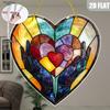 1pc Handheld Heart-Shaped Sun Catcher, Garden Sun Catcher, Decorative Plaque and Ornament, Colorful Window Hanging, Floral Decoration, Holiday Gift 