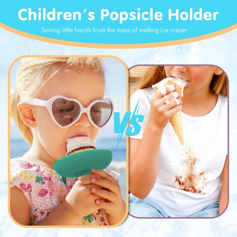 4pcs/set Drip-Proof Popsicle Rack Silicone Anti-Drip Ice Cream Bracket Reusable Portable Popsicle Protector for Kids Ice Cream