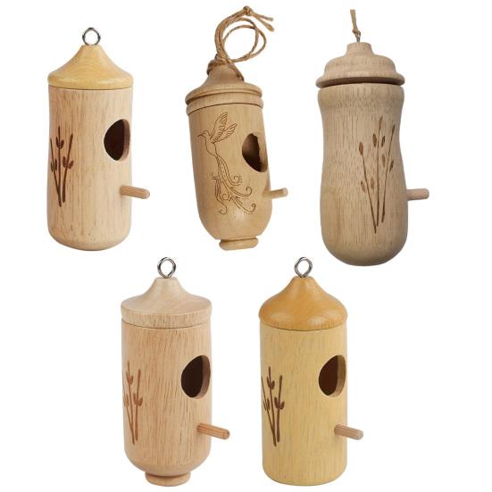 Holz Kolibri Haus Vogel Futterhaus Wetterfest Außen Garten Hof Hängend Kleiner Vogel Futterhaus Dekoration