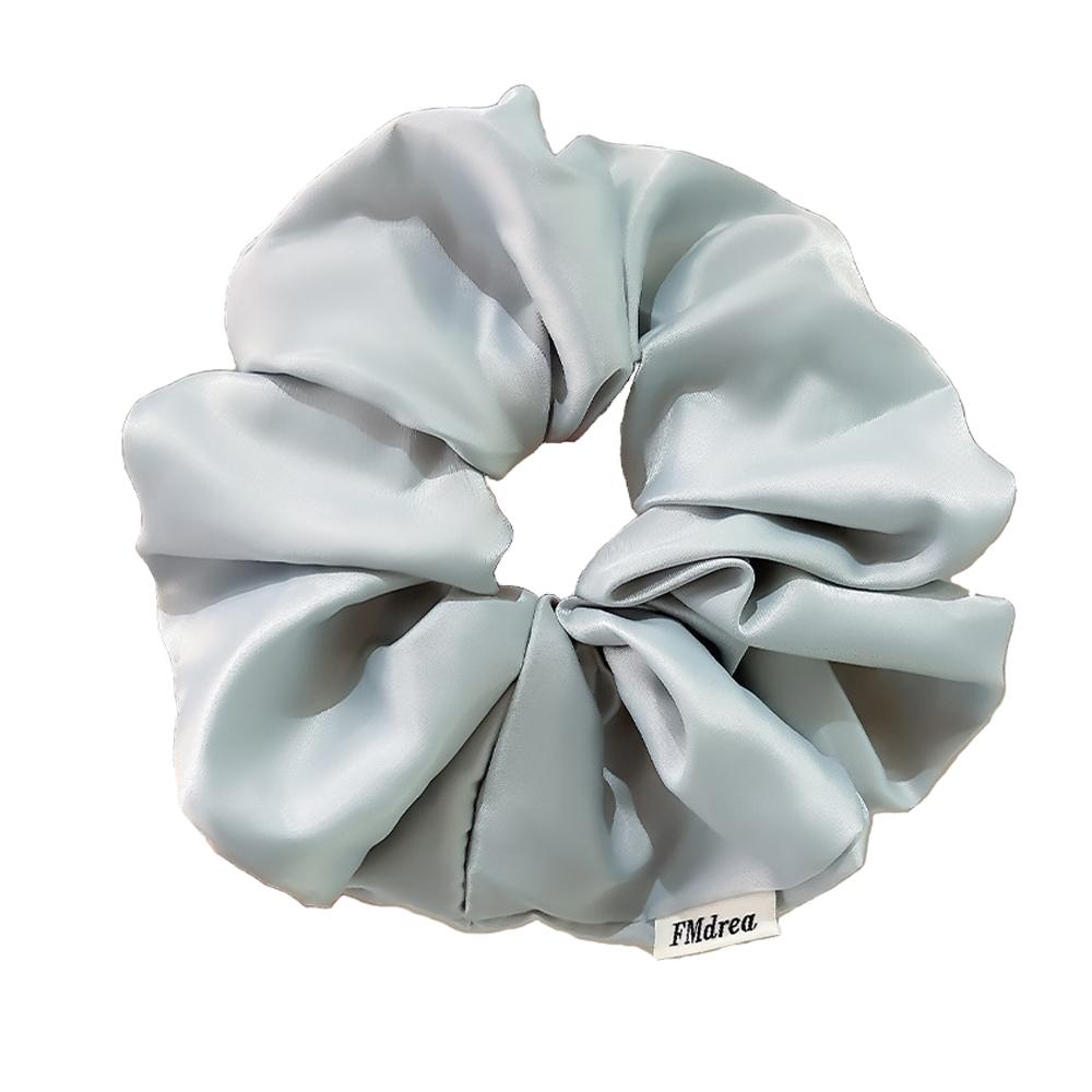 French retro solid color satin large intestine headband with high elasticity, tied hair with rubber bands, ponytail headband