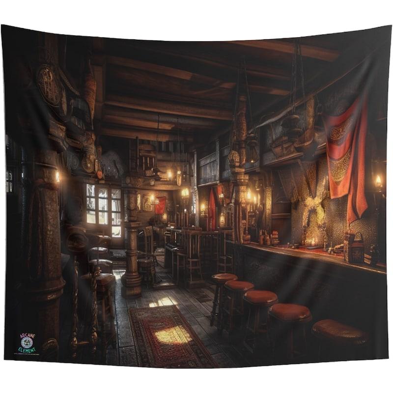Tapestry background of the dwarf tavern fantasy pub 75x100