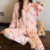 Plaid Long Sleeve Pajama Set with Pants – Spring & Autumn Style, Comfortable Home or Dorm Wear, Suitable for Outdoor Use