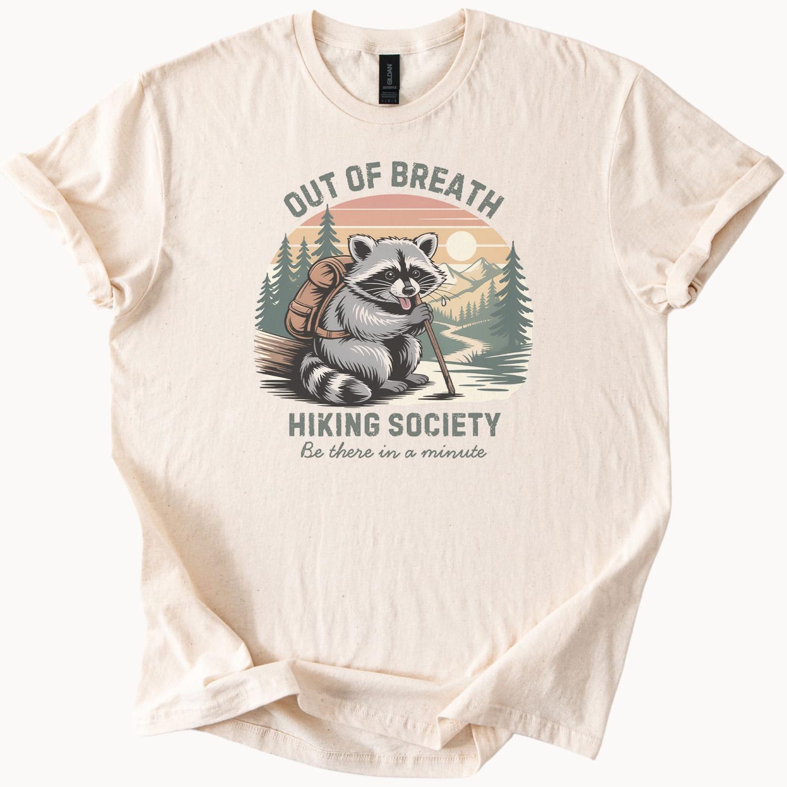 Hiking Raccoon T-Shirt Out Of Breath Funny Nature Tee Wildlife Graphic Top 100
