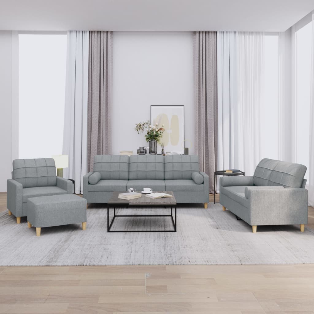 Vidaxl 4-Cz. Relaxation Set With Cushions, Light Grey, Fabric