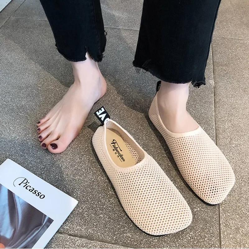 2025 High Quality Shoes Female Mesh Women's Flats Daily Casual Flats Women Soft Bottom Breathable Light Slip on Shoes Women