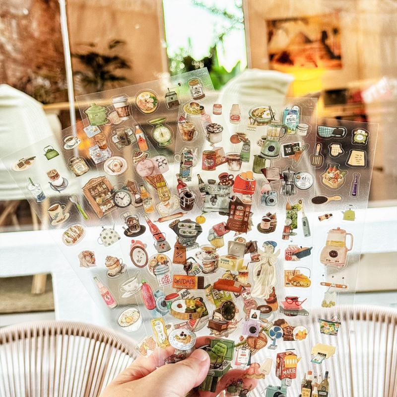 4 Sheet Cute Snack Stickers, Adorable Food Designs (Cookies, Candies) for Hand Account Decoration