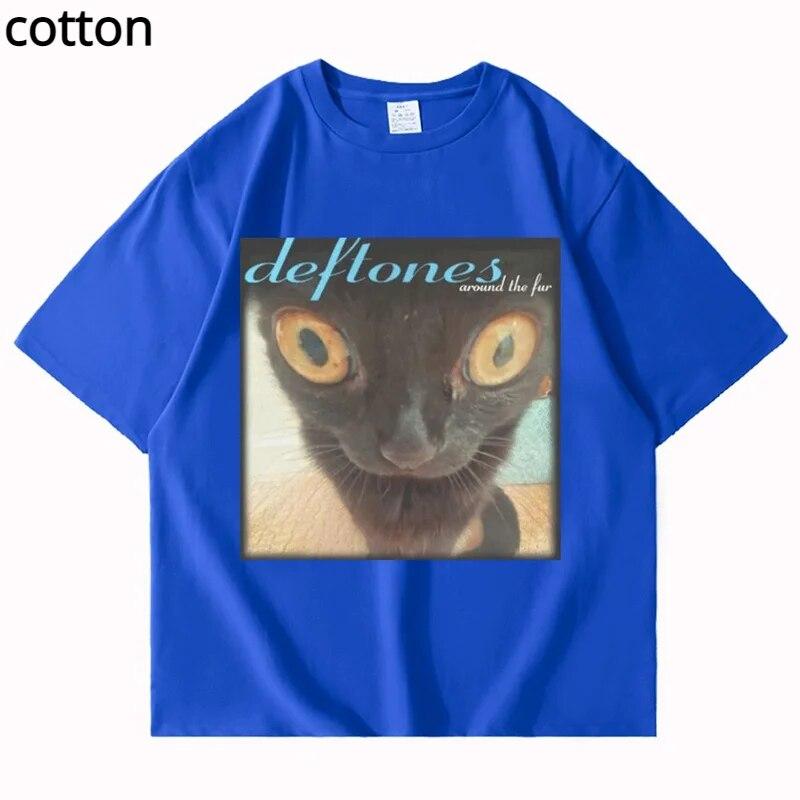 Deftones Around The Fur T-shirt unisex da donna Street Hip-hop Harajuku oversize maniche corte T-shirt in cotone nero alla moda