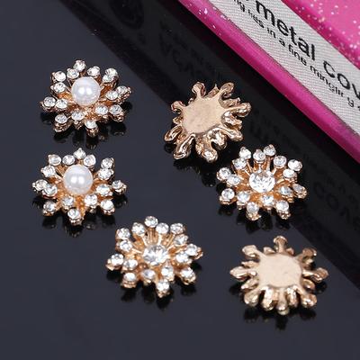 Engood 50Pcs Crystal Pearl Sewing Trim & Embellishments Craft Buckles Rhinestone Buttons for Wedding DIY Hair Accessories HZ93