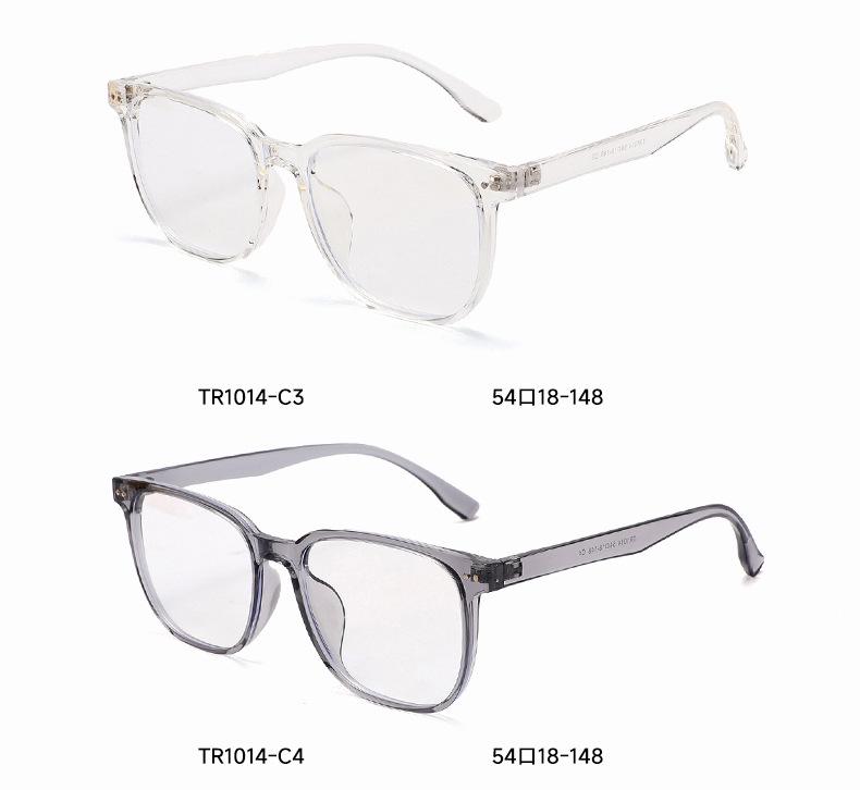 2026 Korean Square TR90 Anti-Blue Light Glasses Frame with Prescription-Ready Large Plano Lenses, Style 1014.