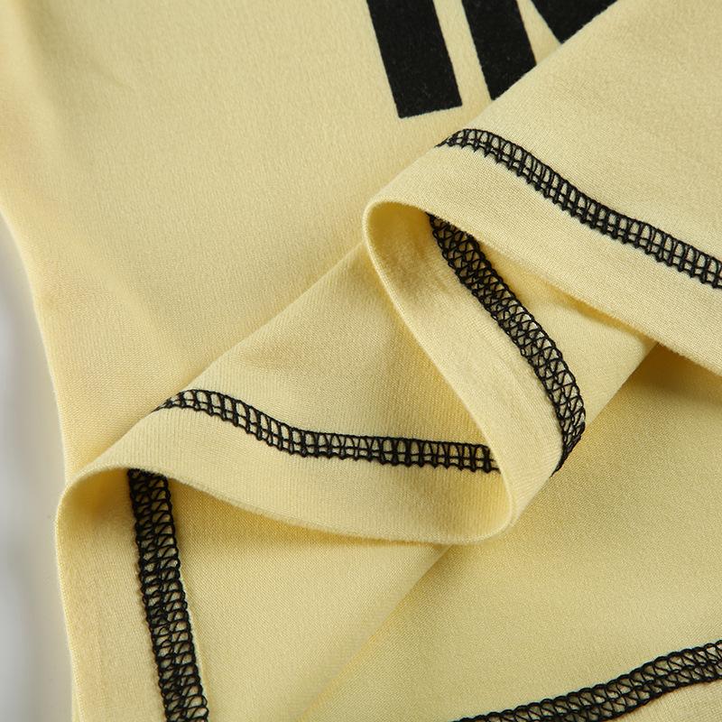 European and American autumn and winter women's sexy spicy girl one shoulder letter printed tight T-shirt top