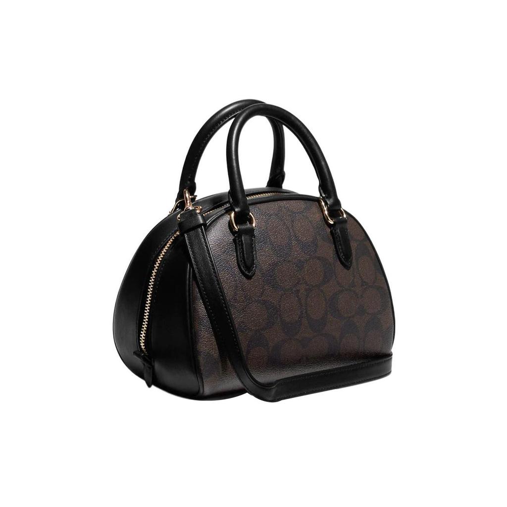 COACH Sydney Coated Canvas Leather Dome Bag Handbag Small Women's Black Brown (Unisex) Handbags CA591 IMAA8