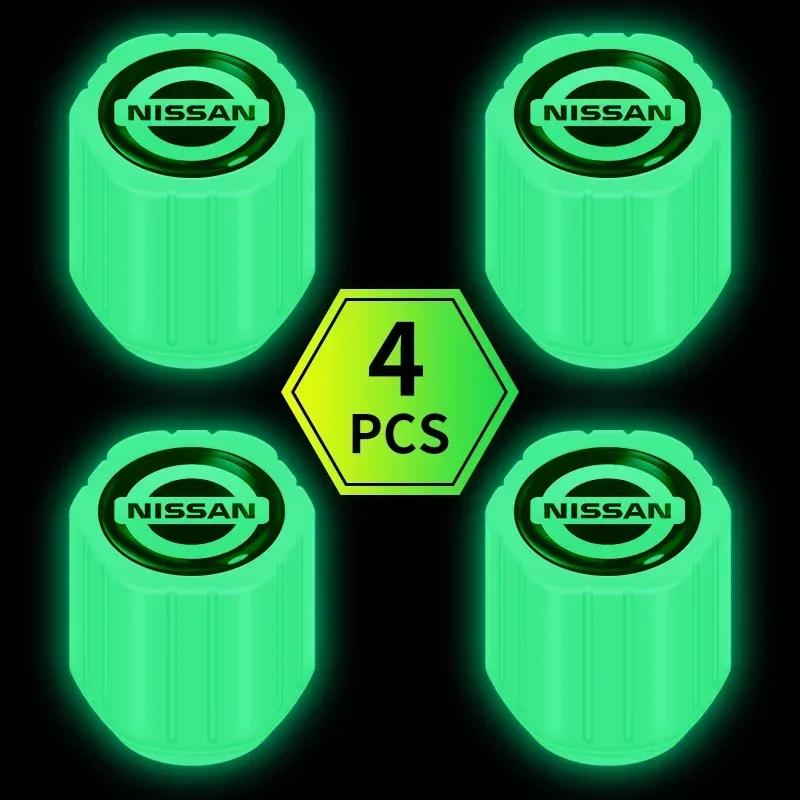 

4PCS Luminous Car Tire Valve Cap Fluorescent Night Glowing Decor For Nissan X-trail Qashqai Note Juke Sentra Patrol Navara
