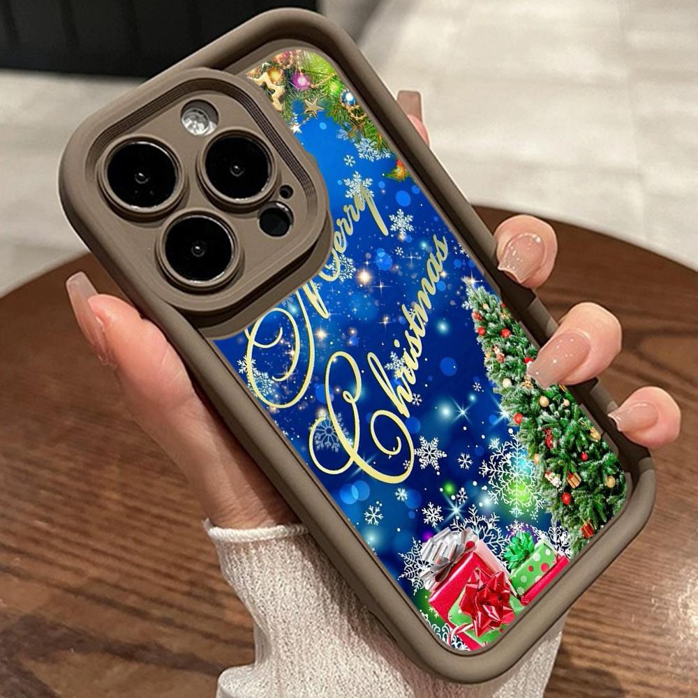 Ae109 Happy New Year Merry Christmas art Phone Cases for iPhone 16 14 13 11 Pro Max 15 7 8 6s Plus 12 mini XR XS Max Angel Eye Ladder Protective Cover
