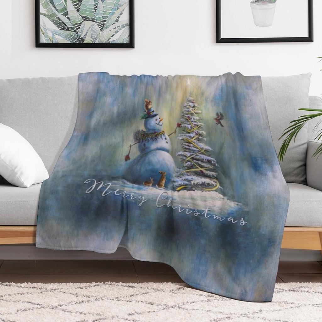 Joyful Light Snowman Collection Throw Blanket Soft Warm Blanket Gift for Grandparents
