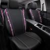 Glittering Rhinestone Waterproof Faux Leather Car Seat Covers, Universal Fit, Zippered Rear, for Women & Girls, Black Pink
