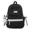 College Style Bow Print Schoolbag Women's Corduroy Backpack Large Capacity Student Backpack