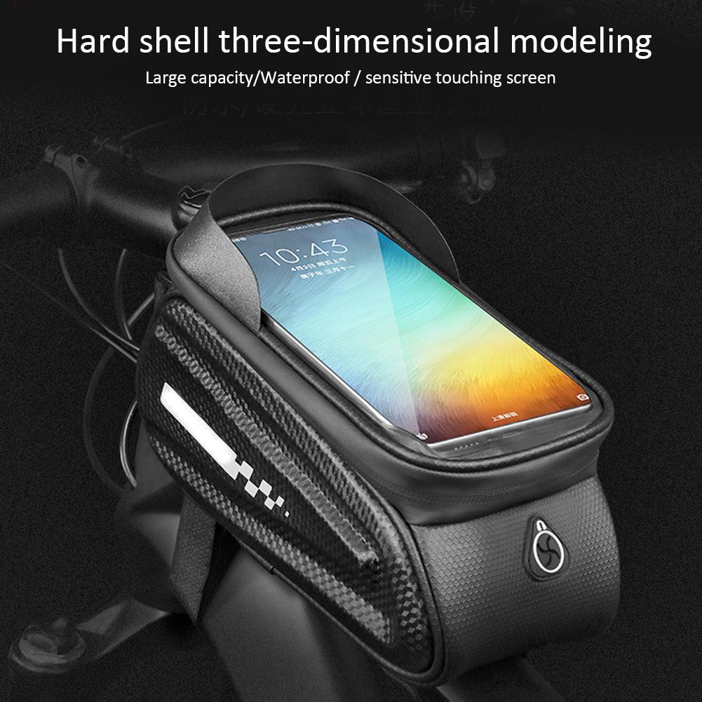 PVC Black Hard Shell Waterproof Performance Touching Screen Bike Bag Mobile Phone Bicycle Cycling Packet Equipment